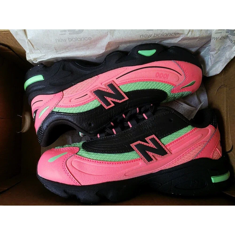 New Balance 1000 Unisex Kids  Low Top Lace-Up Pink/Black/Green US 4Y/5.5 Women